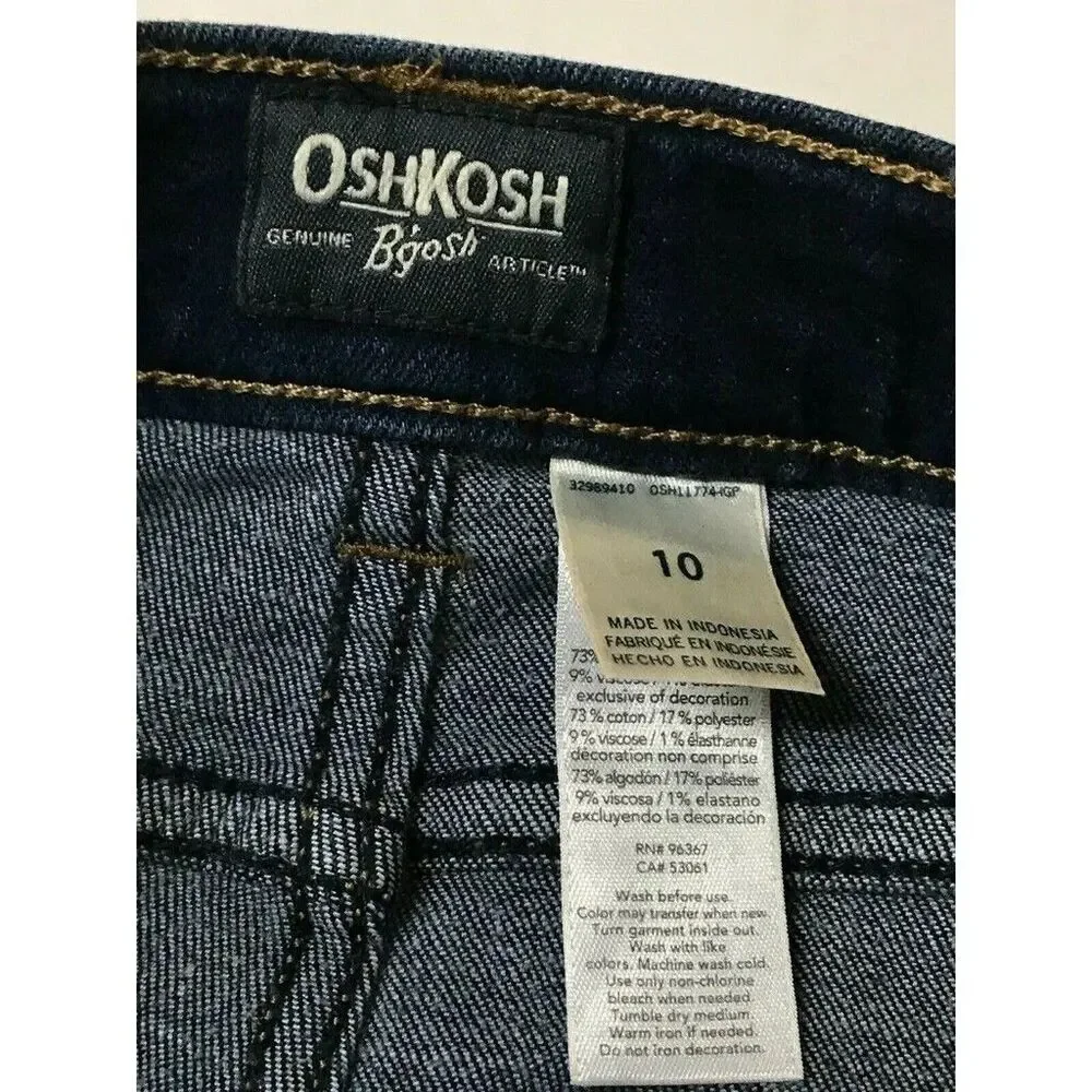 NWT OshKosh Stretch Blue Jeans Slim Leg Girls 10 MSRP $38